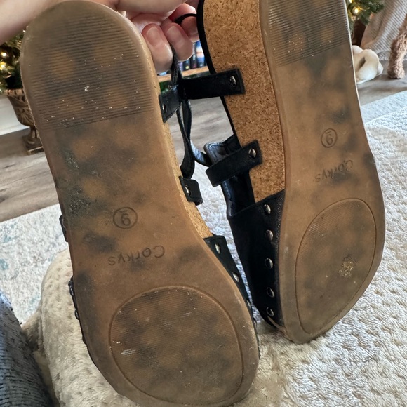 Boutique by Corey’s Black Wedge Sandals, Size 9 - Picture 6 of 12